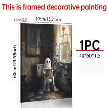 1 pieza Fantasma en el inodoro, Arte del fantasma en el baño, Academia oscura, Decoración de Halloween, Arte de pared para el baño, Decoración de baño, Pintura al óleo victoriana