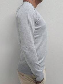 Men's Cold Weather Blouse | Men's Knitted Sweater | Winter Knitted Wool Pullover Long Sleeve V-Neck - 灰色 - 查看 10