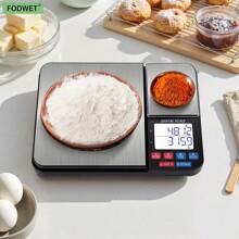 二合一高精度电子秤，5kg/0.1g 和 500g/0.01g，不锈钢便携式厨房秤，带智能单位转换功能，适用于实验室、粉末、珠宝、烘焙、营养管理、旅行食品秤（不含电池） - 黑色 - 查看 7