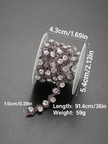 91.44 厘米/36 英寸闪亮水晶水钻链饰，闪亮钻石丝带贴花适用于 DIY 缝纫、新娘礼服、服装装饰、婚礼工艺品、时尚珠宝配饰 - 1 厘米宽