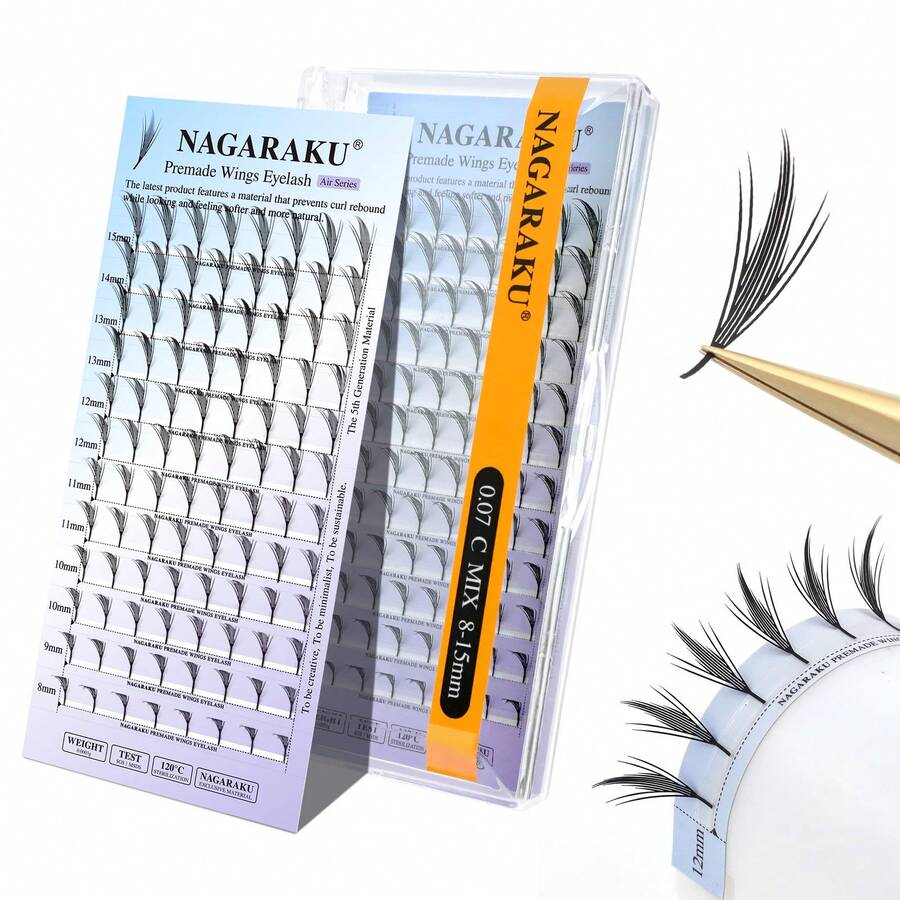 12 linee 0,07 C D NAGARAKU ciglie finte ad ali premontate, effetto anime, soffici e piumate, ciglie a grappolo per make-up, estensioni ciglie finte a grappolo, grappoli di ciglie, ciglie singole, ciglie finte - C - Visualizzare 1