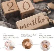 Milestone Blocks Set Of 3 Age Blocks For Monthly Milestone Age Milestone Signs Wooden Photo Props Set Perfect For  And Keepsake (Gift Set 3 PCS) - Age Blocks - 查看 3