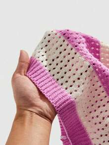 Summer's Popular Dopamine-Sweet Style Pink Digital Print Cutout Loose Women's T-Shirt - 粉色 - 查看 10