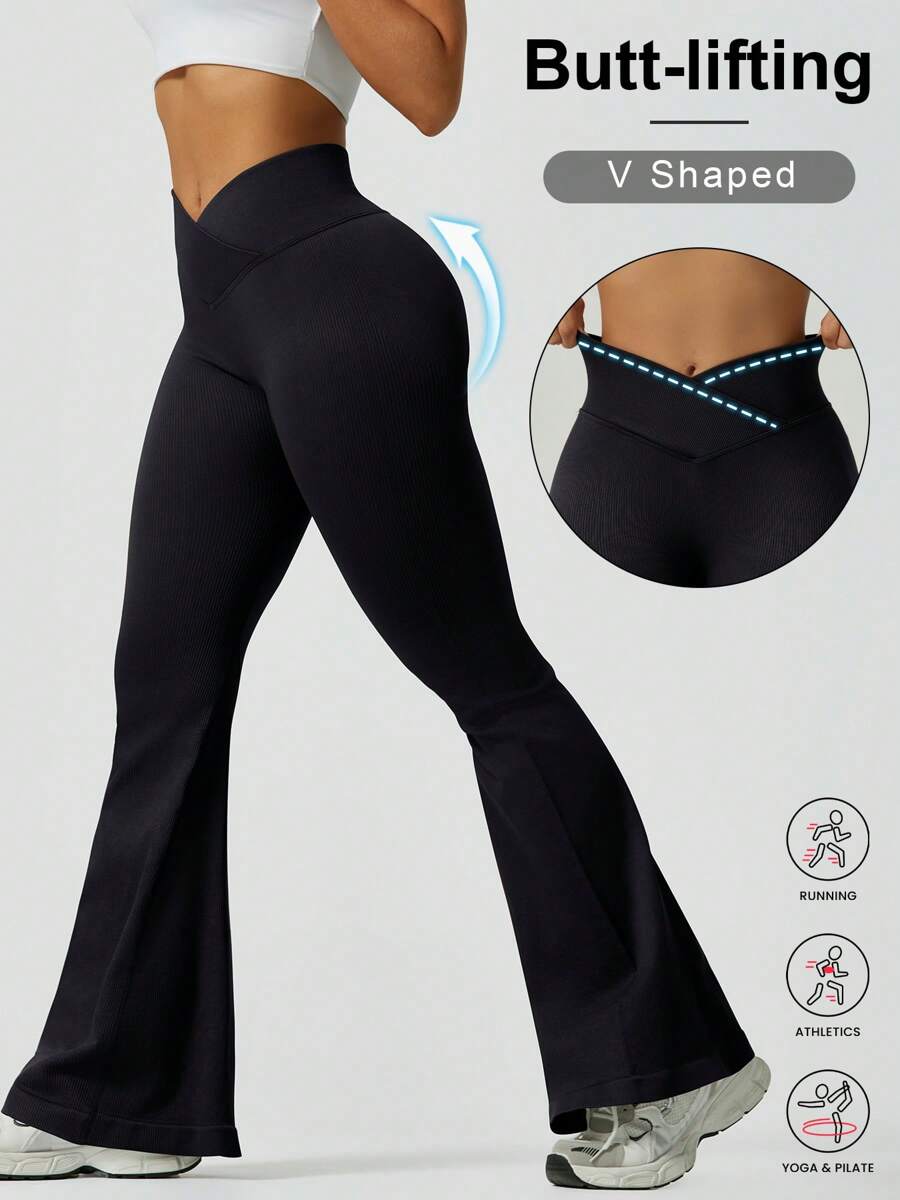 Women's Fashion Cross Waist Yoga Pants, Peach Butt Outdoor Hiking Sports Leggings