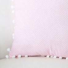Printed Decorative Pillow With Full Zipper, Super Washable - Pink Polka Dots - View 2