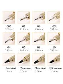 6/12 支/套学生细线笔、黑色防水勾边笔、动漫绘图笔、设计与艺术素描笔套装，适用于学校用品、返校 - 針管筆套裝 - 查看 4