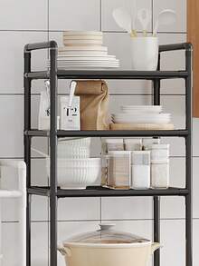 1 pieza Estantería de almacenamiento multiusos, móvil con barandilla, adecuada para cocina, baño, sala de estar, dormitorio, estudio, oficina, regalo de vacaciones, regalo de Navidad, regalo para niños, mejora del espacio, accesorios de baño, decoración de habitación - Multicolor - Ver 9