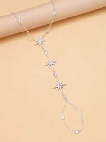 1pc Women's Shiny Star Bracelet With Rhinestones, Suitable For Daily Wear, Parties, And Travel - Silver - View 4