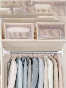 1 szt. Regulowany, rozkładany wieszak na ubrania ze stali nierdzewnej – łatwy montaż bez wiercenia, modne białe wykończenie, odpowiedni do pralni, sypialni i salonu, do przechowywania ubrań - one-size - Zobacz 4