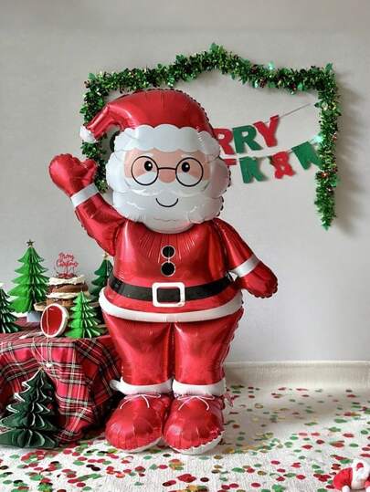 kumozawa 1/2pcs 155.5cm Santa Claus Foil Balloons - Red And White, No Power Needed Holiday Decoration, Suitable For Christmas, New Year, Birthday, Wedding, Indoor/Outdoor Party Decor, Christmas Decoration, Holiday Atmosphere Enhancer, Festival Decor