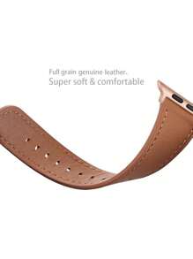 1 pieza Correa de reloj de piel de becerro pebbleada clásica y cómoda de color marrón con hebilla redonda de oro rosa, apta para Apple Watch Ultra 3/2/1, Series S10/S9/S8/S7/S6/S5/S4/S3/S2/S1, de 38mm/40mm/41mm/42mm/44mm/45mm/46mm/49mm, de estilo unisex