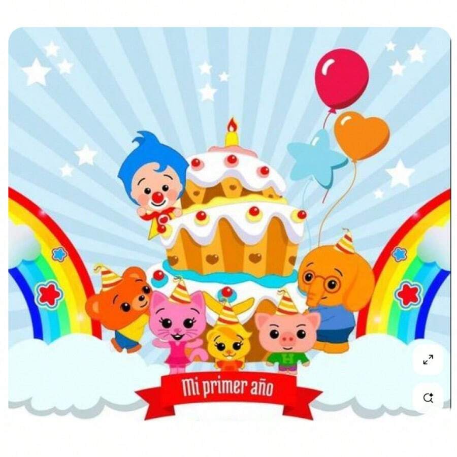 Diverse Cartoon Plim Photo Backdrop Birthday Table Decoration Background Party Supplies Banner Photo Booth Props