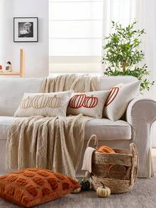 1 件/2 件万圣节抱枕套 18x18 英寸万圣节白色幽灵刺绣枕套感恩节家庭派对秋季装饰枕套方形靠垫套 - 白色 - 查看 6