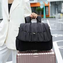 1pc Large Capacity Diaper Bag, Quilted Baby Bag With Adjustable Shoulder Strap, Multifunction Changing Bag For Mom And Dad, Travel Nappy Bag Hospital Bag For NewBorn Baby, Back To School - Black - View 4