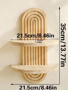 1pc/2pcs Geometric Shaped Wall Hanging Rack, Wooden Floating Shelf, Rustic Style Wooden Wall Mount Storage Rack, Bedroom/Kitchen Wall Mounted Wooden Display Rack, Toilet Wall Hanging Floating Shelf, Small Farmhouse Style Wall Decor, Spring Decor, Mother's Day Perfect Gift, Room Decor, Garden Decor, Wedding Decor, Home Decor, Christmas Decor, Wall Decoration, Christmas Ornaments, Accessories, Gifts, Wreaths, Thanksgiving - Multicolor - View 4