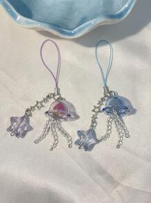 Casual Jellyfish Design Mobile Phone Strap, Y2k Style Keychain, Starfish Decor Phone Charm, For Bag For Ocean Lover, Gift For Friends Or Couples