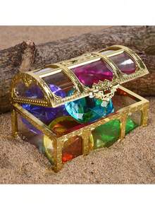 24/30颗海盗宝藏宝石,亚克力仿宝石,多色闪亮钻石塑料宝石,带宝箱,非常适合派对餐桌装饰,海盗主题派对礼品 - 泳池派对和夏季假期的理想之选!圣诞节/感恩节礼物 - 彩色 - 查看 2