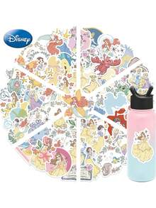 Disney 50张官方公主防水贴纸，包含苏菲亚、贝儿、长发公主卡通图案，适用于笔记本电脑、水瓶、行李箱、笔记本等，是送给家人和朋友的圣诞节和生日礼物。 - 多色4 - 查看 8
