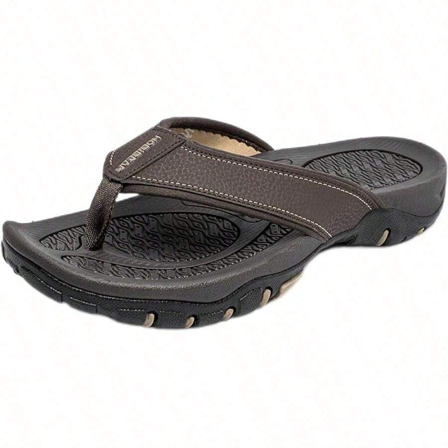 KIIU Mens Thong Sandals Indoor And Outdoor Beach Flip Flop - Brown 81 - View 1