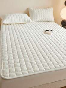 1 套绗缝防水 TPU 床垫保护套 + 精美无纺布包装，适用于薄床垫，柔软、透气、舒适、格纹设计、纯色（不含枕套）- 易于清洁，可机洗，适用于宿舍、酒店、医院、疗养院、家庭使用，防水防漏