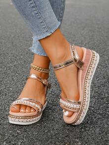 Women's Platform Wedge Sandals, Casual Versatile Thick Sole Anti-Slip High Heel Roman Sandals