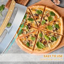 ALLTOP Pizza Cutter Rocker - High Performance Stainless Steel Slicer Blade With One-Count Wooden Handle - Efficient And Durable Pizza Accessory - Perfect Kitchen Tool For Home Cooking And Restaurant