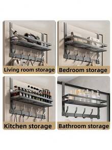 Over The Door Hook Storage Rack - Door Back Hook Towel Rack, Coat Hanger For Door, Fits 1.33-1.77 Inch Door Thickness, Easy To Install, Home Essentials, Kitchen Bathroom Accessories - Multicolor - View 5