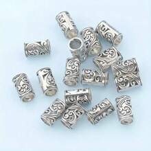 50/100/200 件雕刻波浪纹直孔隔珠，圆柱形隔珠，适用于 DIY 编织手链、项链、钥匙扣、珠宝、工艺品