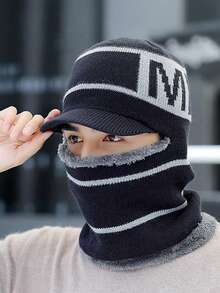 1pc Casual Solid Color Warm Thermal Lined Knit Beanie Hat, Versatile For Autumn/Winter Outdoor & Daily Use (Random Fleece Color) - Multicolor - View 3