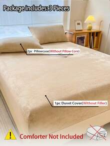 3 件柔软舒适水晶天鹅绒床单套装（1 张床单 + 2 个枕套），可机洗，适合卧室和客房，四季皆宜