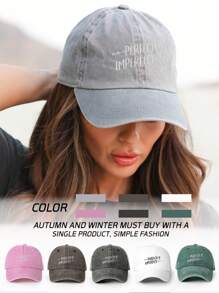 1 件男女通用印花“PERFECTLYIMPERFECT”水洗棒球帽，户外轻便透气可调节防晒棒球帽，适合春季、秋季、旅行、徒步旅行、骑自行车 - 印刷 - 查看 14