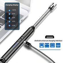 Encendedor Eléctrico Recargable USB - A Prueba de Viento - Para Barbacoas, Velas, Estufas de Gas (Largo con Manguera),Negro - Negro - Ver 3