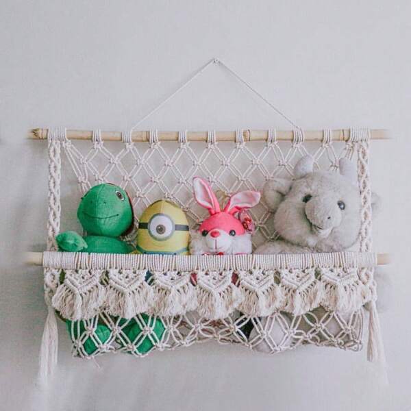 1pc Macrame Wall Hanging, Boho Style Wall Decor Organizer, Handmade Woven Lace Tassel Storage For Trinkets, Dried Flowers, Books, Headboard, Background - Excluding Dolls