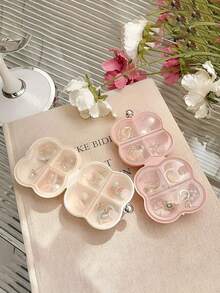 Cloud Shaped Mini Jewelry Storage Box Medicine Box - Portable Multi-Grid Storage Box For Rings, Necklaces, Earrings And Bracelets, Seven-Day Portable Medicine Box With Divided Compartments To Prevent Odors, Large Capacity Portable Moisture-Proof Pill And Medicine Storage Box, Durable Plastic Material With Safety Buckle Design, Pearl Glossy Surface, Multi-Layer Partitions, Jewelry Organizer - Multicolor - View 2
