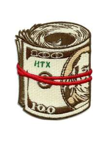 1PC Fat Wad Dirty Money Patch Hundreds Blue Benjamins Embroidered Iron On - Multicolor - View 8