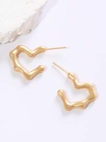 1 Pair Asymmetrical Heart Shaped Earrings, Creative Luxury Design, Suitable For All Occasions, Year-Round Wear