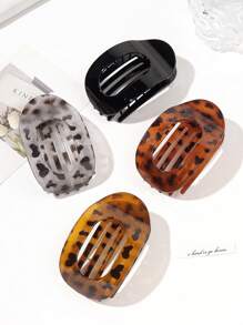 法式扁平椭圆发夹、豹纹发夹、多功能发夹、扁平鳄鱼皮发夹、弧形树脂发夹、发饰 - 彩色 - 查看 6