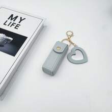 Personalized Customized Lipstick Bag Keychain, Lipstick Case With Mirror, Custom Name Anti Lost Lipstick Storage Bag, Bridesmaid Gift, Valentine's Day Gift, Engraved, Stainless, Unisex, Casual, Custom, For Father's Day, For Graduation, For Weddings, For Housewarming, School Supplies, For Teenagers, Junior High School Students