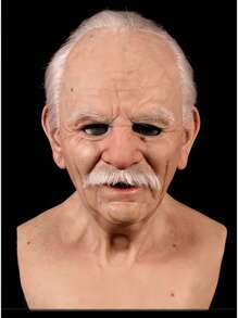 3D硅胶老人面具，成人硅胶面具，男士乳胶逼真面具，万圣节恐怖全头乳胶面具，恐怖万圣节乳胶面具，恐怖派对老太太乳胶面具，适合角色扮演