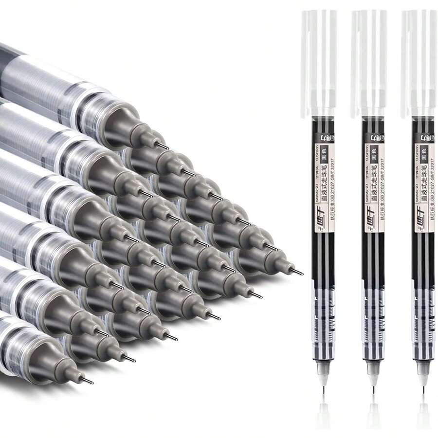 0.5mm Extra Fine Liquid Ink Rollerball Pens – Black, Blue & Red Ink | Smooth Writing Pen Set For School, Office, Journaling & Back To School Supplies(6/10/20pcs) - 藍色 - 查看 1