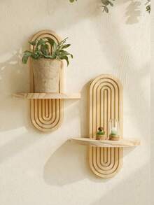 1pc/2pcs Geometric Shaped Wall Hanging Rack, Wooden Floating Shelf, Rustic Style Wooden Wall Mount Storage Rack, Bedroom/Kitchen Wall Mounted Wooden Display Rack, Toilet Wall Hanging Floating Shelf, Small Farmhouse Style Wall Decor, Spring Decor, Mother's Day Perfect Gift, Room Decor, Garden Decor, Wedding Decor, Home Decor, Christmas Decor, Wall Decoration, Christmas Ornaments, Accessories, Gifts, Wreaths, Thanksgiving - Multicolor - View 9