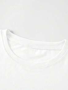 Plus Size Men's Summer Racing Letter Print Round Neck Short Sleeve Casual T-Shirt - White - View 6