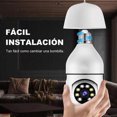 Cámara con foco de de 360° con visión nocturna Wifi HD para exteriores