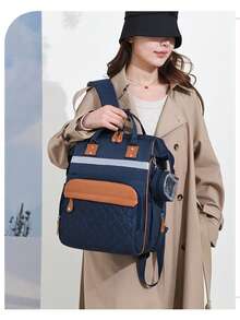 Waterproof Mommy Diaper Backpack Multi-Functional Large Capacity Light Diaper Bag For Quick Outing Travelling Nappy Bags - màu xanh lá - Xem 11