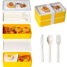 Cutie de prânz portabilă din plastic cu tacâmuri, recipient compartimentat, capacitate mare, set de recipiente pentru alimente cu microunde, recipient pentru alimente în aer liber, suport pentru gustări, cutie de prânz pentru facultate, potrivită pentru casă, birou și școală, cel mai bun cadou pentru Halloween și Crăciun etc. Înapoi la școală, rechizite școlare, rechizite școlare 1 buc