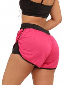 Women's Double Shorts Gym 2 In 1 Fitness Clothing Workout Running Sports - 粉色 - 查看 5