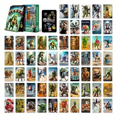 92pcs (60pcs Random Cute LOMO Cards + 32pcs Random Cartoon Stickers) Italian Brainrot Rot Card Set, Tralalero Tralala And Tung Tung Tung Sahur, No Duplicates, Any Combination, Small Cute Photo Card Set, Double-Sided Printing, Photo Album Cards, Suitable For Fans Birthday Gift. Card Size: 3.3x2.1 Inches