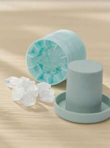 1pc Silicone Ice Cube Mould, Cylinder 3D Ice Cube Maker,Simple Bucket Design Ice Cube Maker Tray With Lid For Kitchen Seafood Sashimi, Back To School Supplies