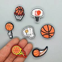 7pcs Basketball Themed Shoe Accessories Charms, DIY Cute Shoe Decorations Suitable For Clogs Party, Gift For Women And Men (Assorted Styles, Handmade With Possible Minor Glue Residue Or Defects On Backside) - 7pcs Basketball - View 3