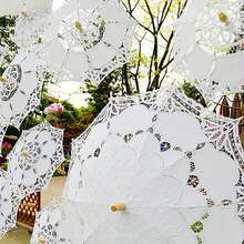 Lace Parasol Umbrella Delicate Embroidery Elegant Wedding Prop For Bridal Parties Stage And Dance Events Radius Bridal Wedding Decoration Umbrella For Photoshoot White Vintage Lace Parasol Victorian Style Sunshade For Women - 白色 - 查看 3